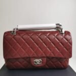 Chanel Medium Classic Flap Bag Silver Hardware Burgundy 25Cm A01113 - Image 2