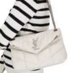 Saint Laurent Puffer Small In White Leather Silver Hardware 29cm - Image 11