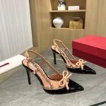 Valentino Rockstud Bow 100 Patent Slingback Pump Black Pink WS0LB8TZEN71 - Image 3