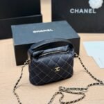 Chanel Mini Clutch With Shoulder Strap Denim Dark Blue 17cm - Image 3