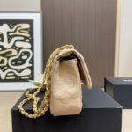 Chanel Flap Bag With Camellia Flower Chain Beige 26Cm - Image 4