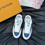 Louis Vuitton Charlie Trainers Monogram Denim White Blue 1AAW2G - Image 4