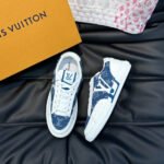 Louis Vuitton Charlie Trainers Monogram Denim White Blue 1AAW2G - Image 3