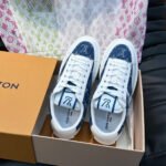 Louis Vuitton Charlie Trainers Monogram Denim White Blue 1AAW2G - Image 5