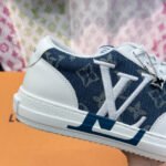 Louis Vuitton Charlie Trainers Monogram Denim White Blue 1AAW2G - Image 8