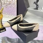 Chanel Ballet Flats Raffia Black And Beige G46352 B19806 NAFBB - Image 2