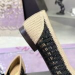 Chanel Ballet Flats Raffia Black And Beige G46352 B19806 NAFBB - Image 5
