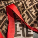 Fendi Ff Motif Silk Square Scarf Brown Red - Image 2