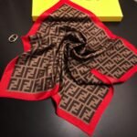 Fendi Ff Motif Silk Square Scarf Brown Red - Image 3
