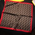 Fendi Ff Motif Silk Square Scarf Brown Red - Image 5