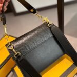 Fendi Diagonal Flat Pouch Ff Jacquard Fabric Bag Black And Grey 26Cm - Image 7