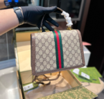 GUCCI OPHIDIA MEDIUM TOP HANDLE BAG GG SUPREME BEIGE AND EBONY 25CM 651055 96IWX 8745 - Image 4