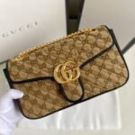 Gucci Gg Marmont Shoulder Bag Beige Black 26Cm 443497 Hvkeg 9772 - Image 2