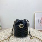Gucci Gg Marmont Matelassé Chevron Mini Bucket Bag Black 15Cm ‎575163 Dtdrt 1000 - Image 2