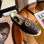 Gucci Espadrille Matelasse Chevron Leather With Double G Black 551890 Bko00 1000 - Image 2