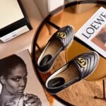 Gucci Espadrille Matelasse Chevron Leather With Double G Black 551890 Bko00 1000 - Image 6