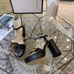 Gucci Gg Leather Heeled Sandal Black - Image 3