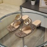 Gucci Blondie Thong Canvas Sandals Ebony Brown 752659 9I650 9769 - Image 2