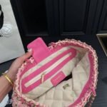 Chanel Straw Shoulder Bags Pink 27Cm - Image 4