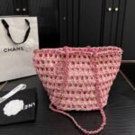 Chanel Straw Shoulder Bags Pink 27Cm - Image 2