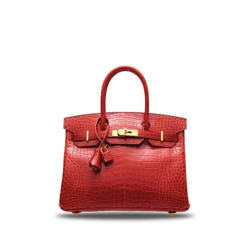 xr:d:DAFatgyGOos:13,j:47098025220,t:23021607 Hermes A Shiny Sanguine Porosus Crocodile Birkin 30 With Gold Hardware Red 30Cm - Image 1