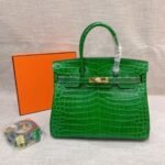 Hermes Birkin 30 Crocodile Gold-Toned Hardware Dark Green - Image 3