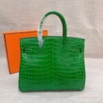 Hermes Birkin 30 Crocodile Gold-Toned Hardware Dark Green - Image 5
