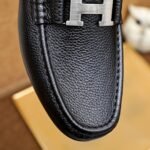 Hermes Men’S Loafer Moccasin Leather With H Silver Black - Image 7