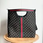 Gucci Giglio Large Tote Bag Black And White GG Denim 39Cm ‎865452 UN3AG 1099 - Image 6