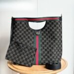 Gucci Giglio Large Tote Bag Black And White GG Denim 39Cm ‎865452 UN3AG 1099 - Image 2