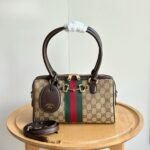 Gucci Borsetto Medium Boston Bag GG Canvas Sand And Brown 28Cm 866732 FAFV9 9653 - Image 3