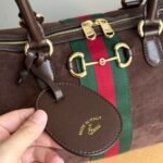 Gucci Borsetto Large Boston Bag Suede Leather Dark Brown 38Cm 866734 AAGIR 2146 - Image 4