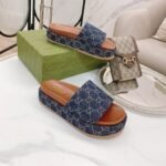 Gucci Women’s Platform Slide Sandal GG Denim Blue ‎623212 2KQ00 4402 - Image 3
