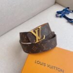 Louis Vuitton Initiales Reversiblle Monogram Eclipse Canvas Belt Gold Metal 4Cm - Image 3