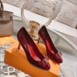 Louis Vuitton Patent Leather Pumps Dark Red - Image 9