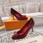 Louis Vuitton Patent Leather Pumps Dark Red - Image 6