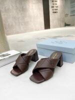 Prada Crossover Nappa Leather Sandals In Dark Brown - Image 5