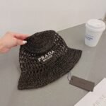 Prada Crochet Bucket Hat Raffia Black 2HC137 2A2T F0002 - Image 7