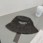 Prada Crochet Bucket Hat Raffia Black 2HC137 2A2T F0002 - Image 4