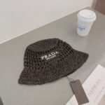 Prada Crochet Bucket Hat Raffia Black 2HC137 2A2T F0002 - Image 2