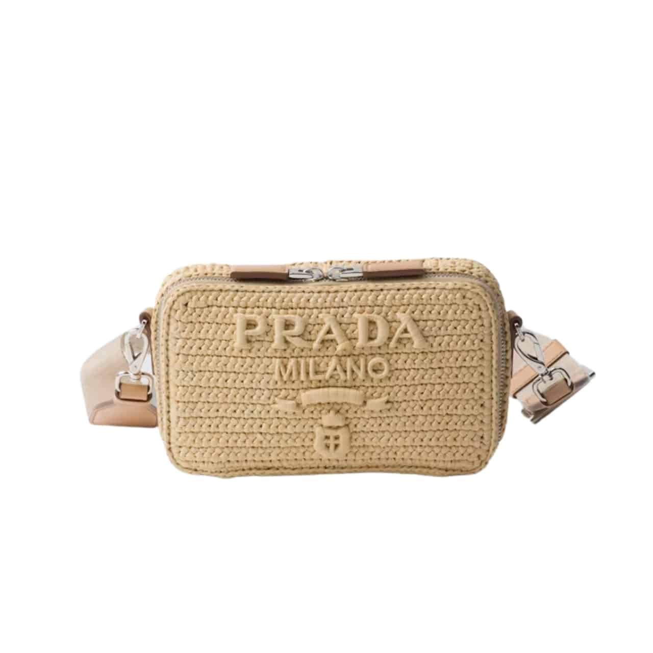 PRCV Prada Crochet Prada Brique Bag Natural 20Cm 2Vh173 2M2T F0018 V Nlo - Image 1