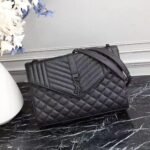 Saint Laurent Envelope Large Bag In Mix Matelassé Grain De Poudre Embossed Leather Black 31Cm 600166Bow981000 - Image 9