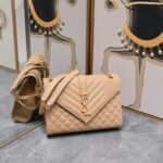 Saint Laurent Envelope Matelassé Grain De Poudre Dark Beige 24Cm - Image 3