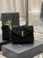 Saint Laurent Loulou Small Flap Bag Suede Black 25Cm - Image 3