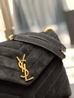 Saint Laurent Loulou Small Flap Bag Suede Black 25Cm - Image 4