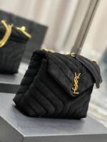 Saint Laurent Loulou Small Flap Bag Suede Black 25Cm - Image 5