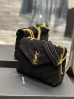 Saint Laurent Loulou Small Flap Bag Suede Black 25Cm - Image 6