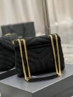 Saint Laurent Loulou Small Flap Bag Suede Black 25Cm - Image 8