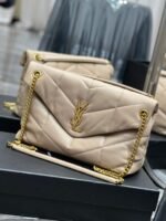 Saint Laurent Puffer Medium In Leather Gold Hardware Beige 35cm 5774751EL072721 - Image 3