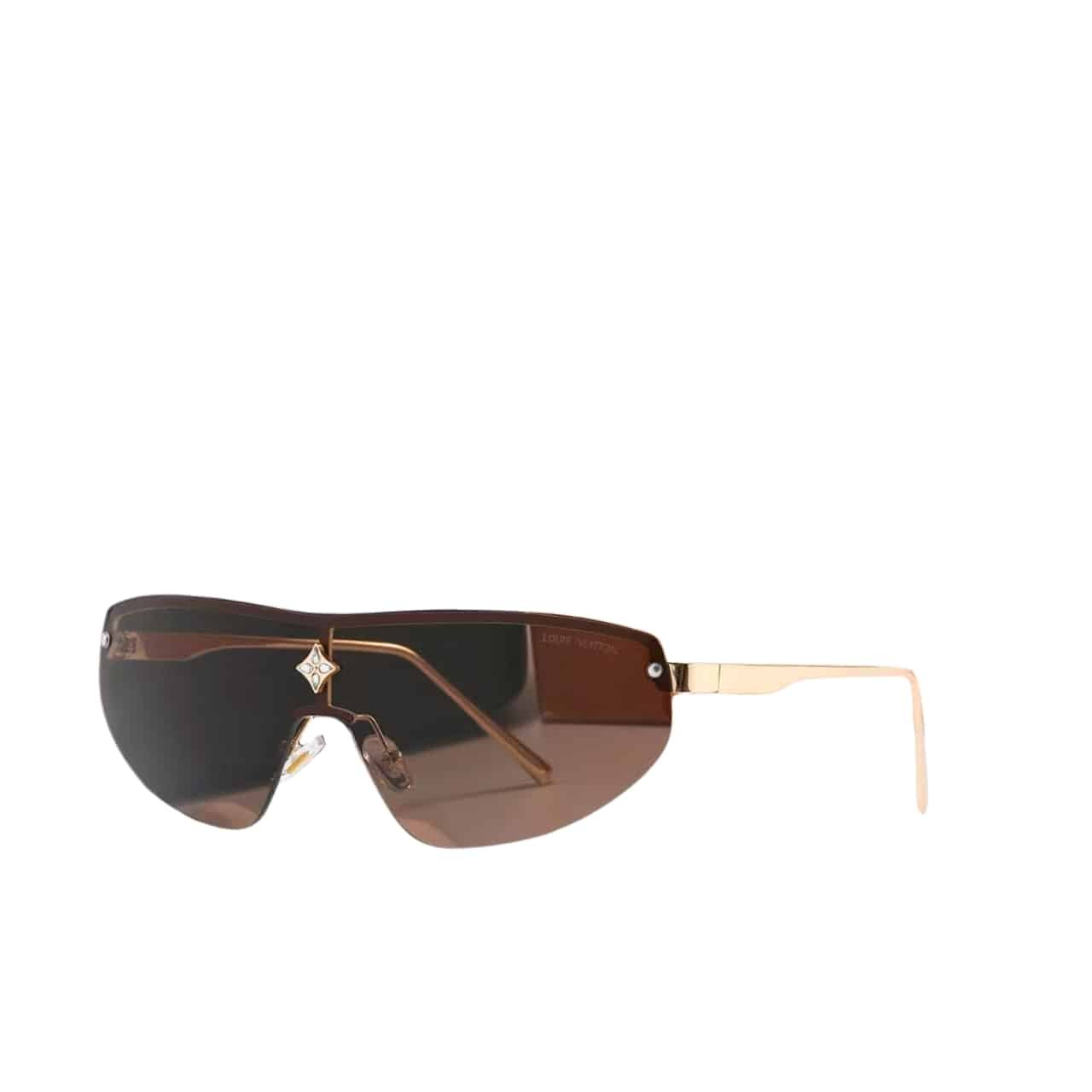 TBB-1-1 Louis Vuitton Cyclone Mask Sunglasses Brown With Silver - Image 1